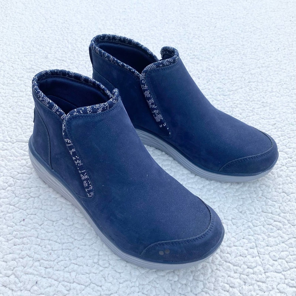 Ryka Namaste Knit Wedge Comfort Surround Wide Blue Boots